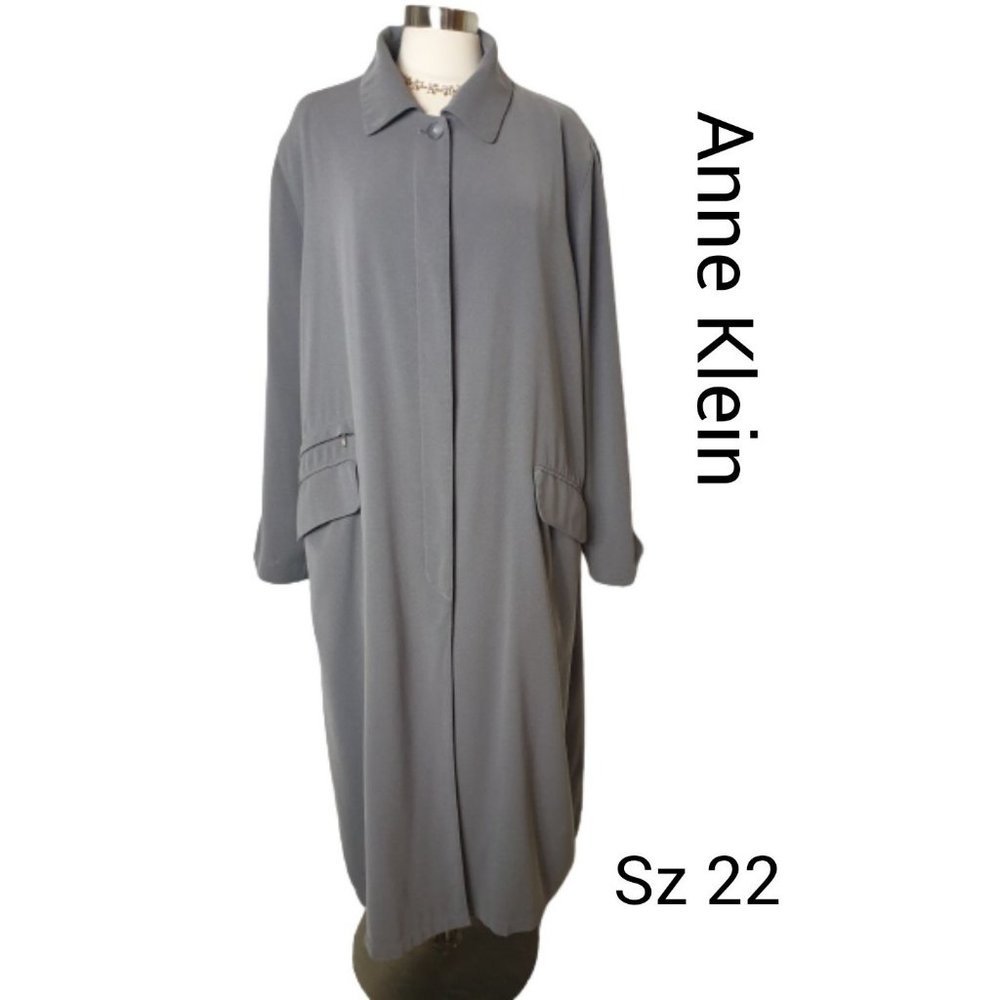 Anne Klein Light Gray Long Trench Coat